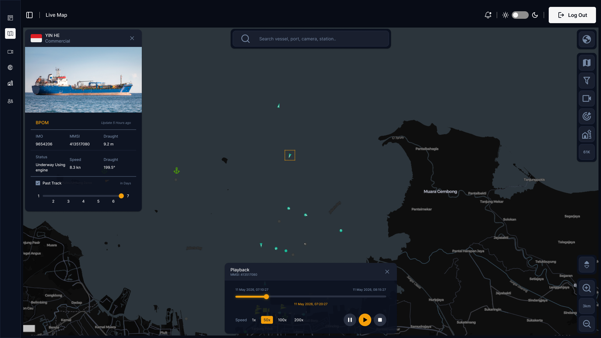 ELCAS live map product interface